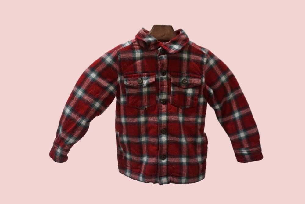 Tommy Bahama 4T Boys  Faux Fur Red Plaid Flannel Shirt